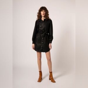 FRNCH Paris Faux Leather Shirt Dress – Size S